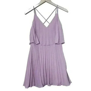 Asos Design Pleated Pink dress Size 6 Cross Back Mini Dress Flowy